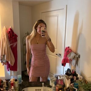 Pink metallic sinch dress
